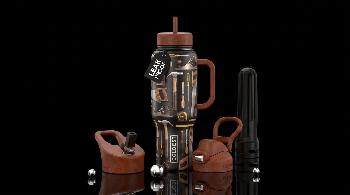 carpenters tools water bottle design