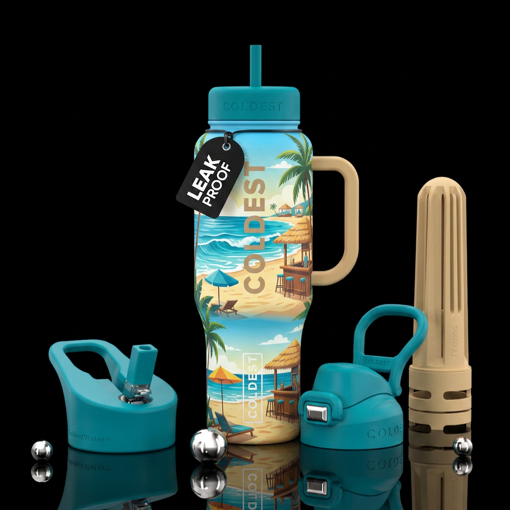 beach resort water bottle design
