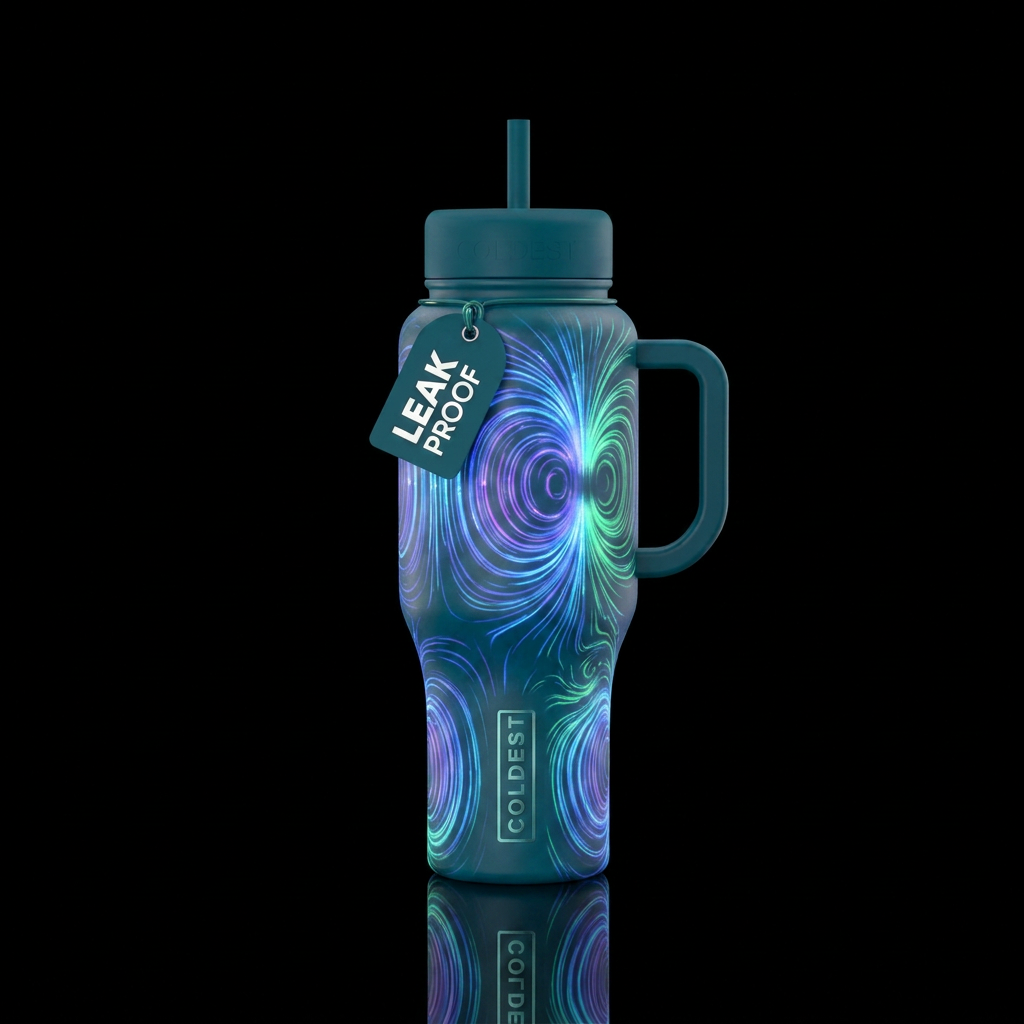 glowy magnetic field water bottle design