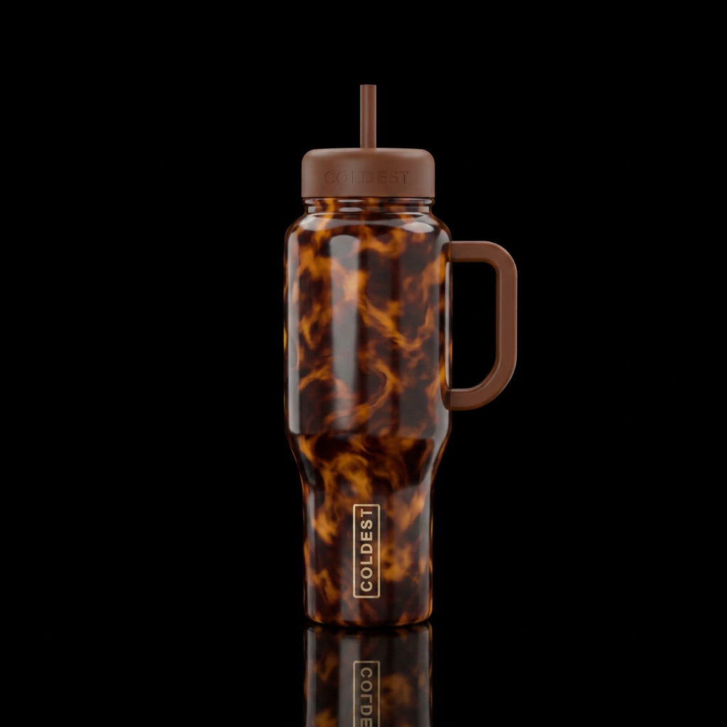 brown tortoise shell water bottle design