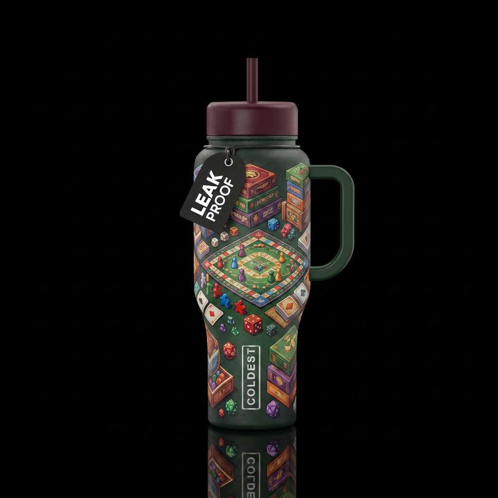 variety of board games water bottle design