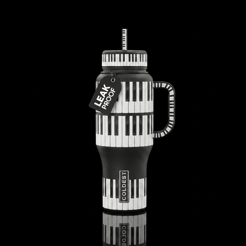 piano keys water bottle design