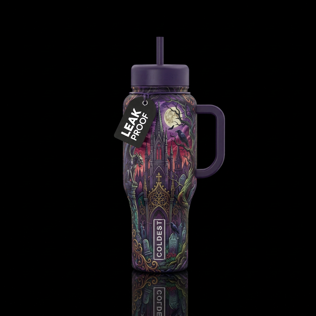 gothic world water bottle design