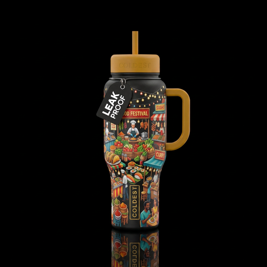 festival of food water bottle design
