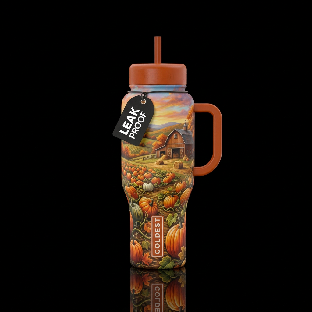 pumpkin patch farm water bottle design