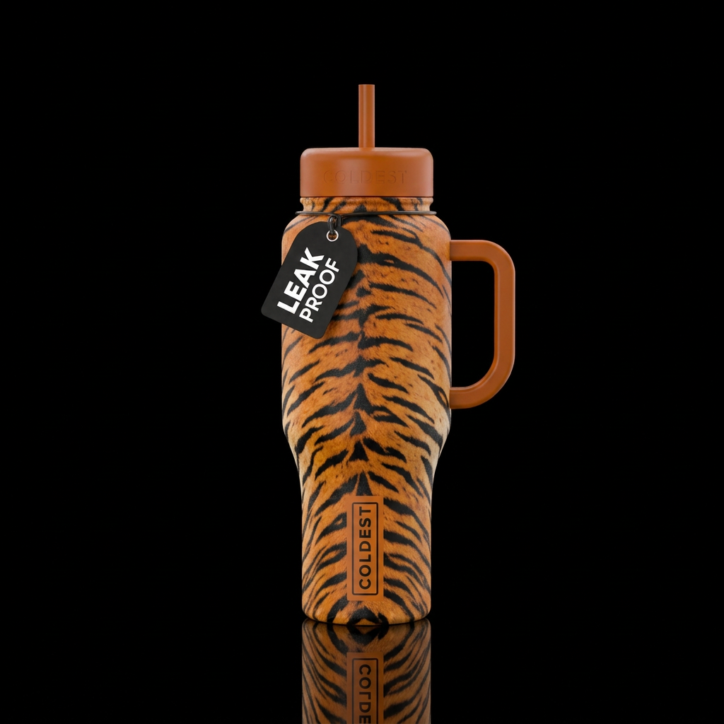 tiger prints water bottle design