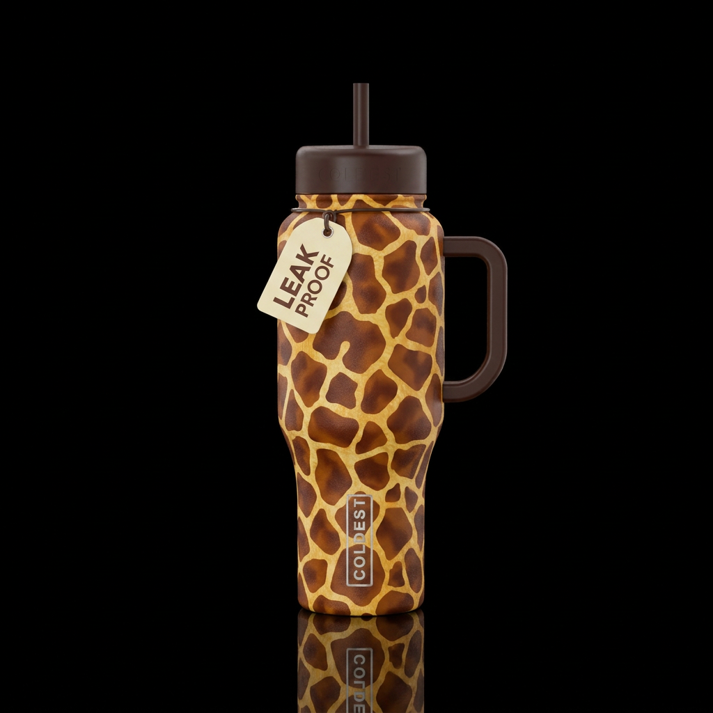 giraffe pattern water bottle design