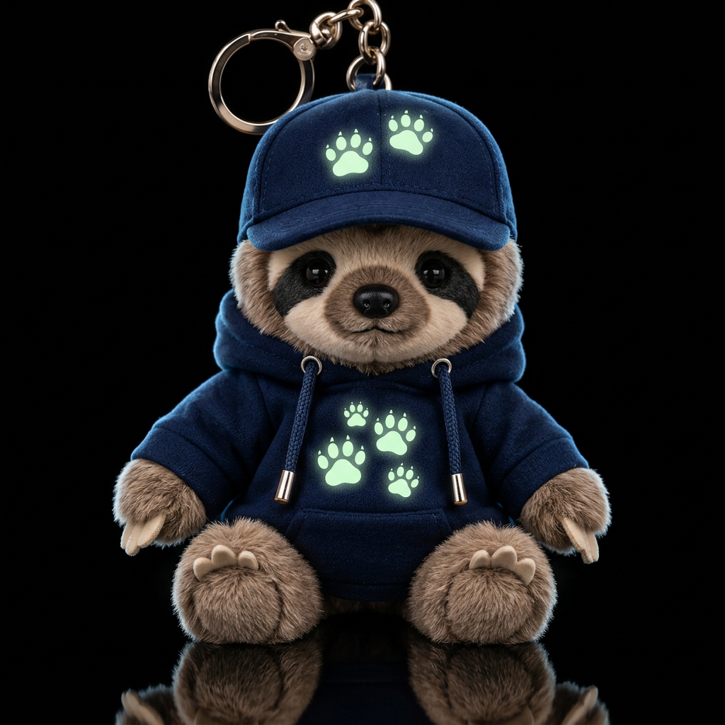 sloth animal with glow in the dark paw prints on s... water bottle design