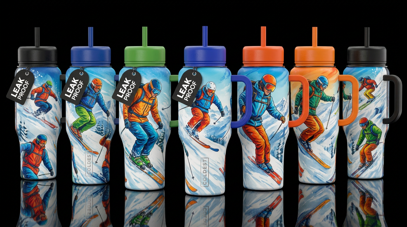 skiing water bottle design