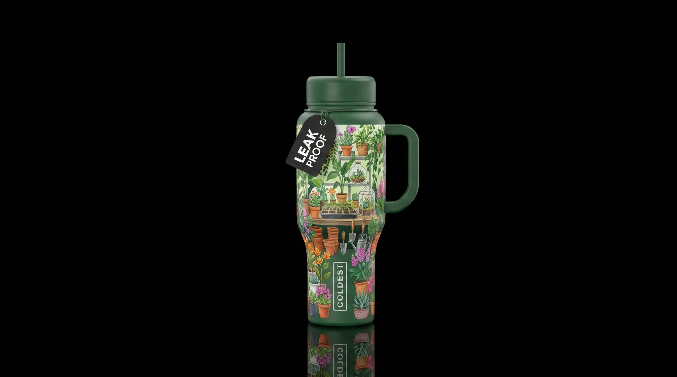 plant nursery water bottle design