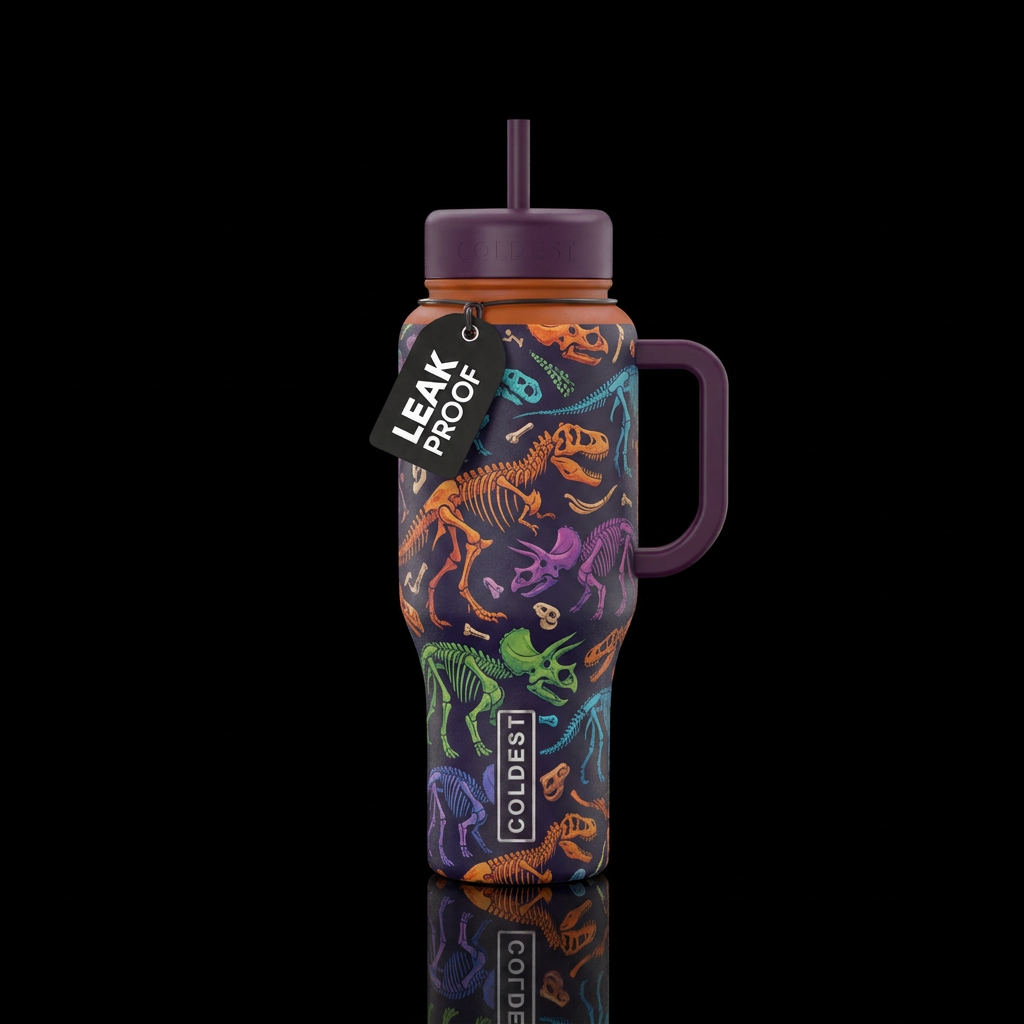 dinosaur bones water bottle design