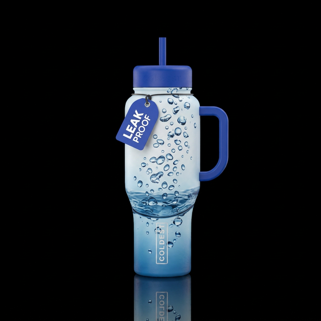 water in the bottom  droplets flowing up against g... water bottle design
