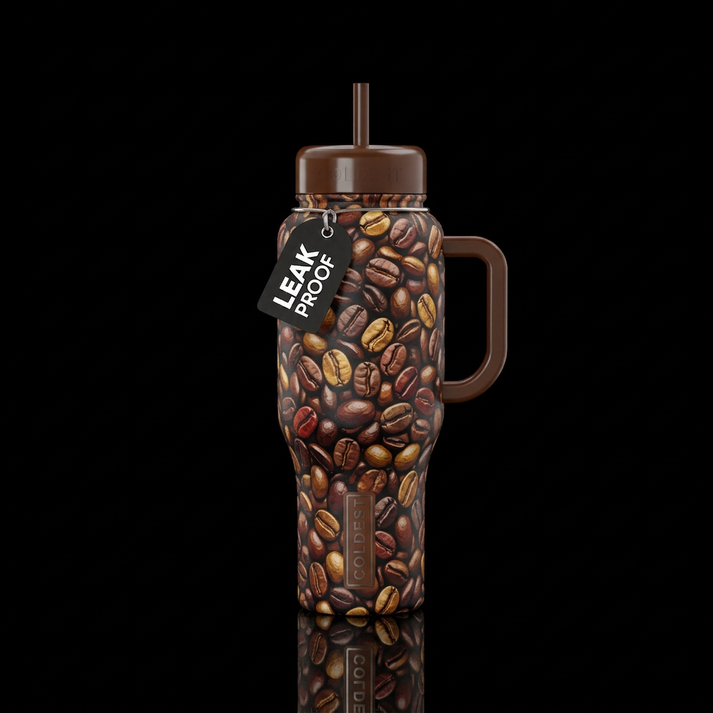 coffee beans water bottle design