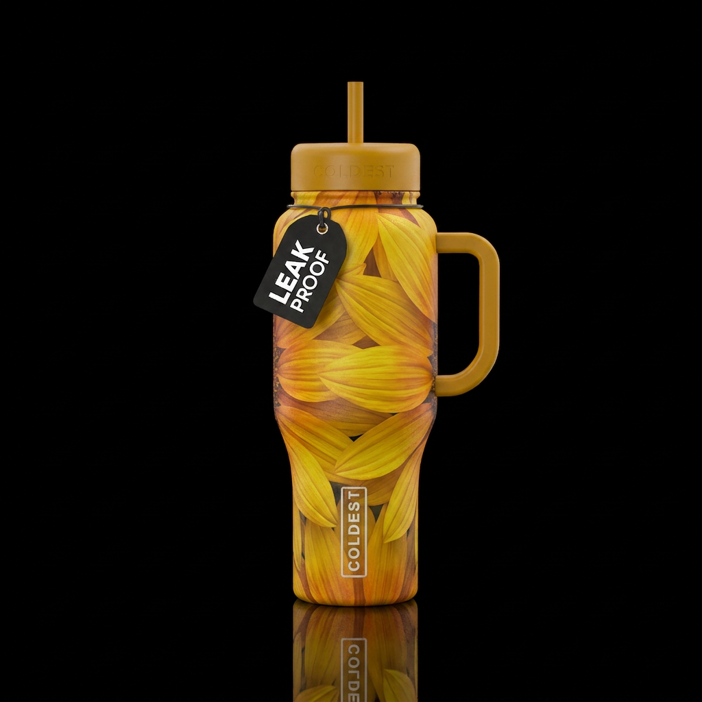 sunflowers petals water bottle design