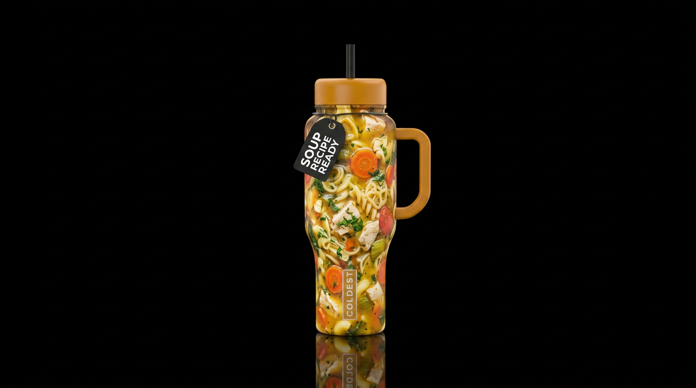 soup water bottle design