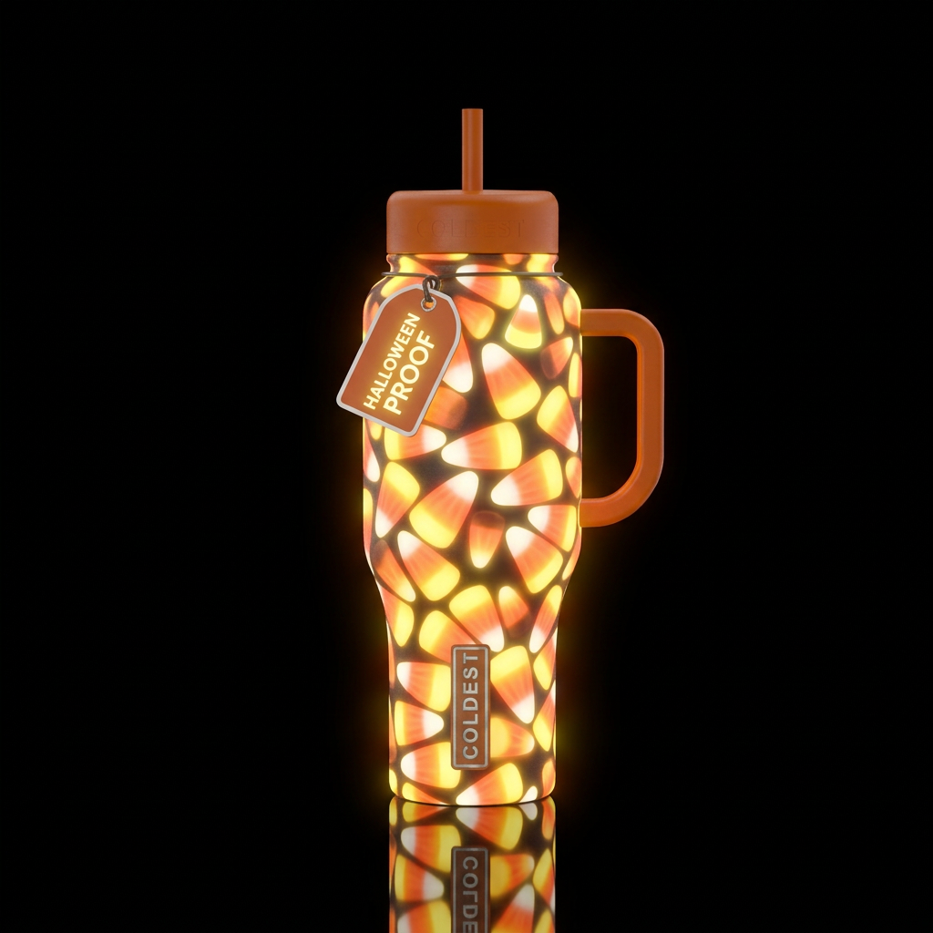 glowy candy corn water bottle design