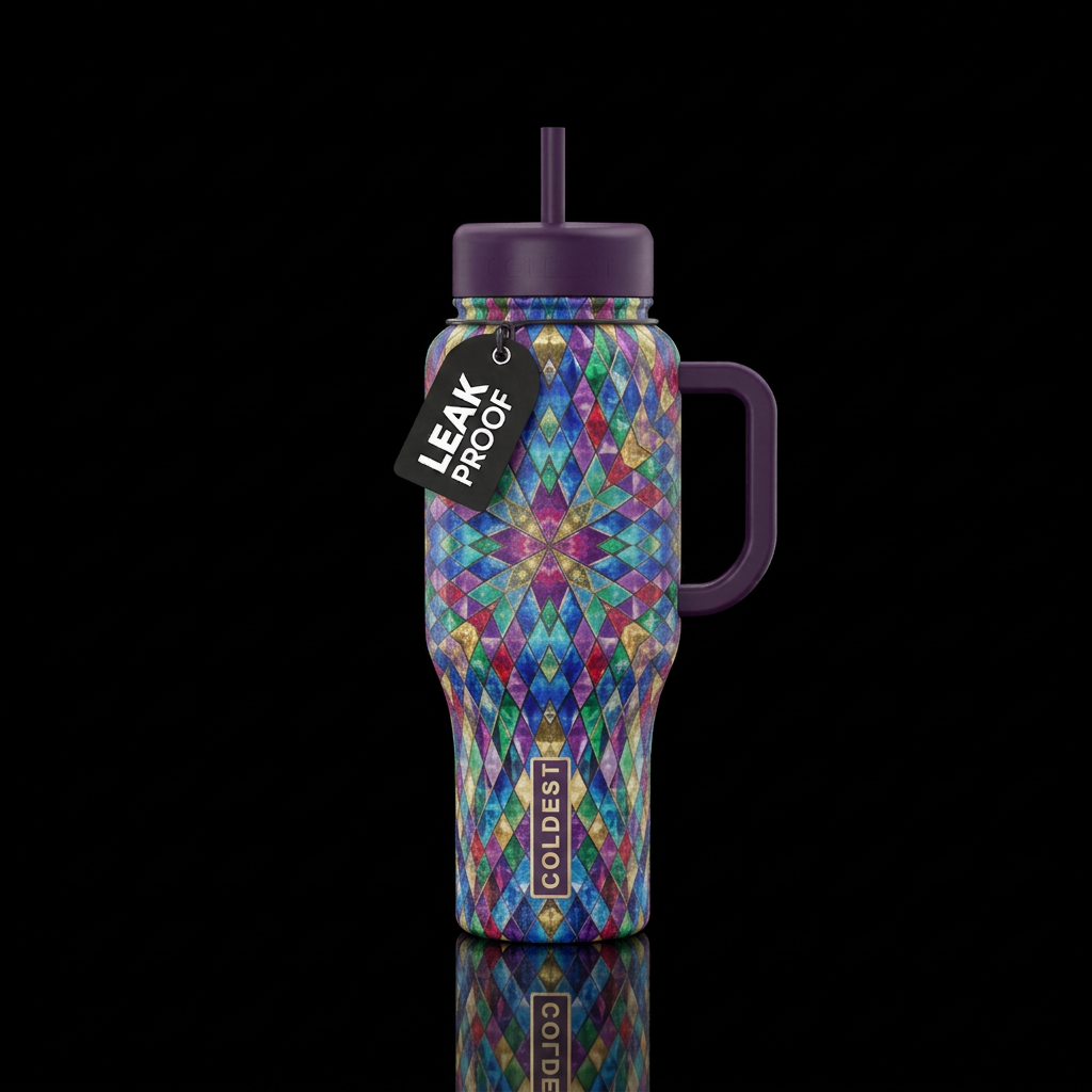 diamond mosic kalidscope water bottle design