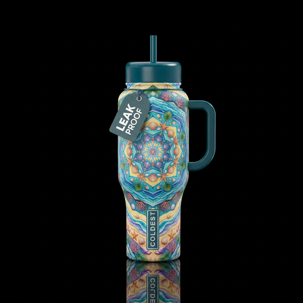 beach  kalidscope water bottle design