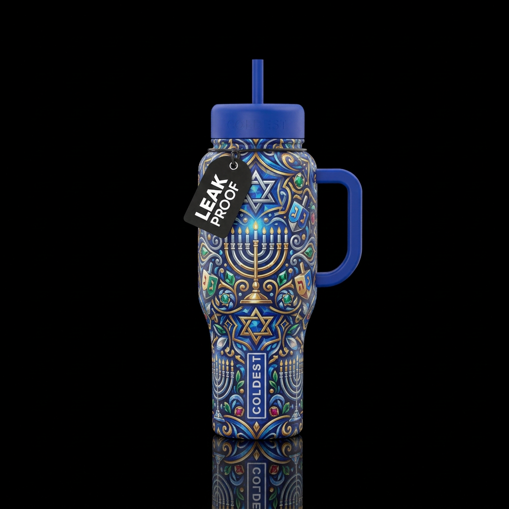 Hanukkah kaleidoscope water bottle design