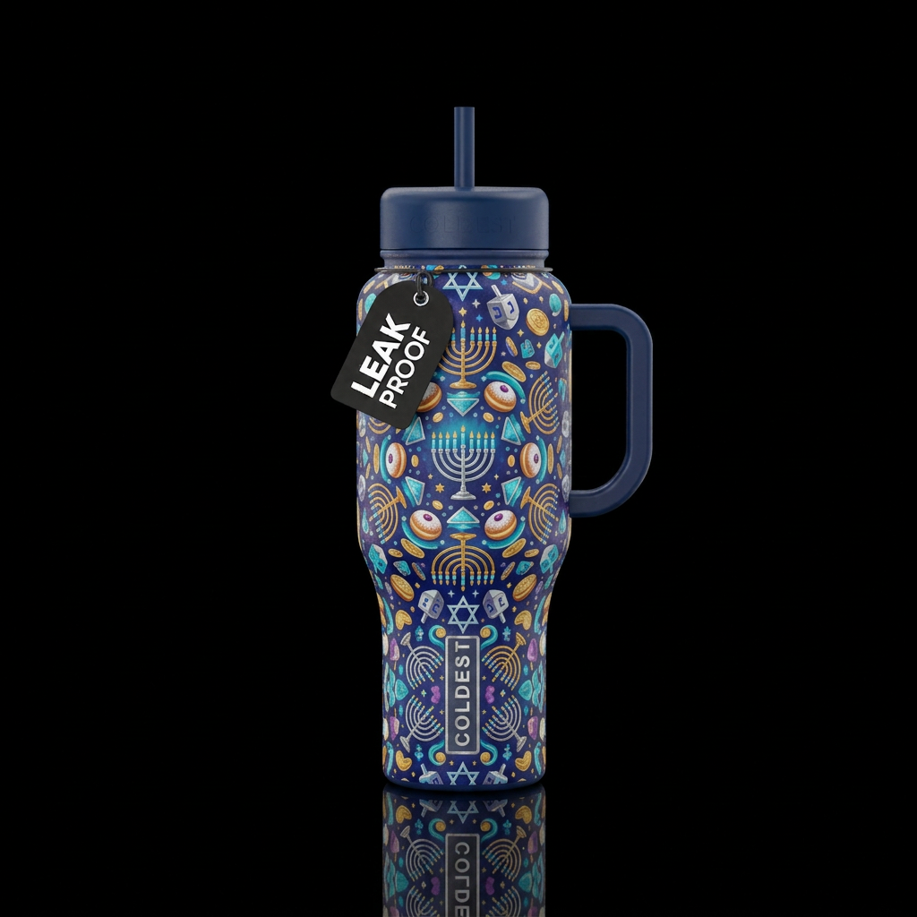 Hanukkah kaleidoscope water bottle design
