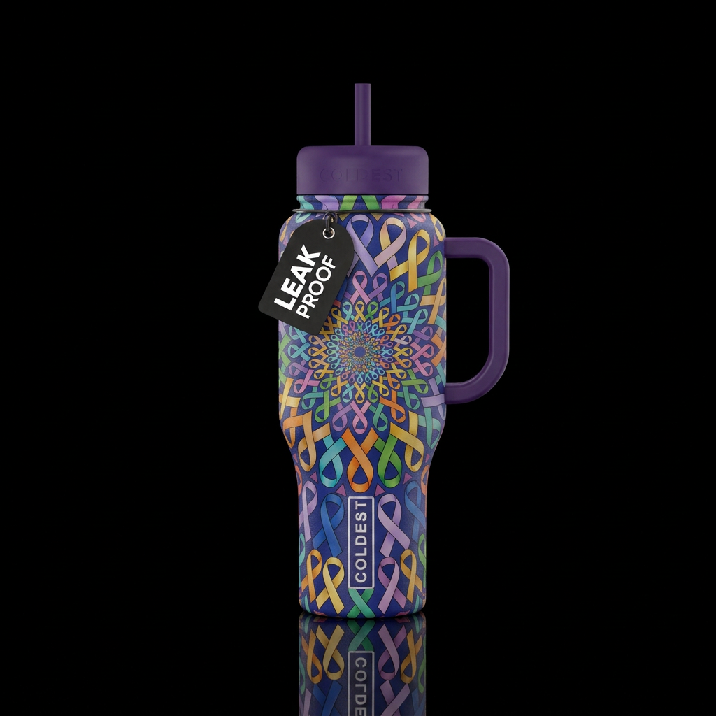 cancer ribbons kaleidoscope water bottle design