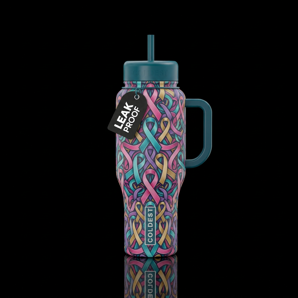 cancer ribbons kaleidoscope water bottle design