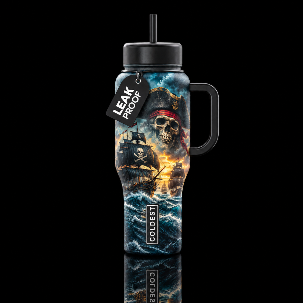 pirates, ships, water , battle water bottle design