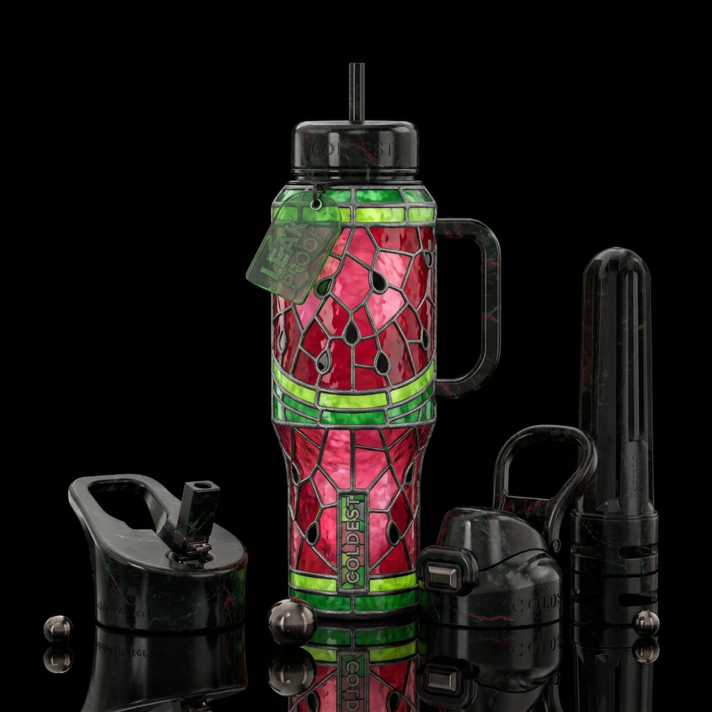 Watermelon, stained glass water bottle design