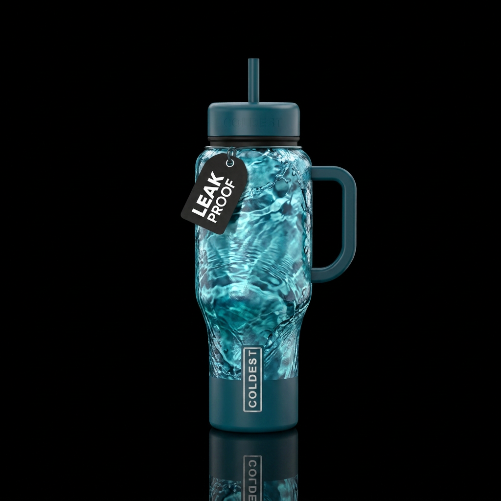 Water effect on the whole bottle water bottle design