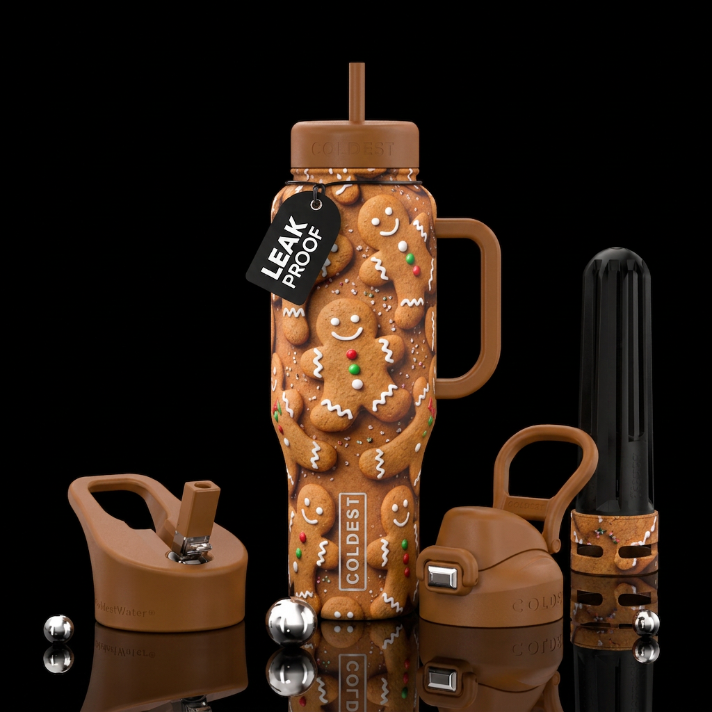 Gingerbread man water bottle design