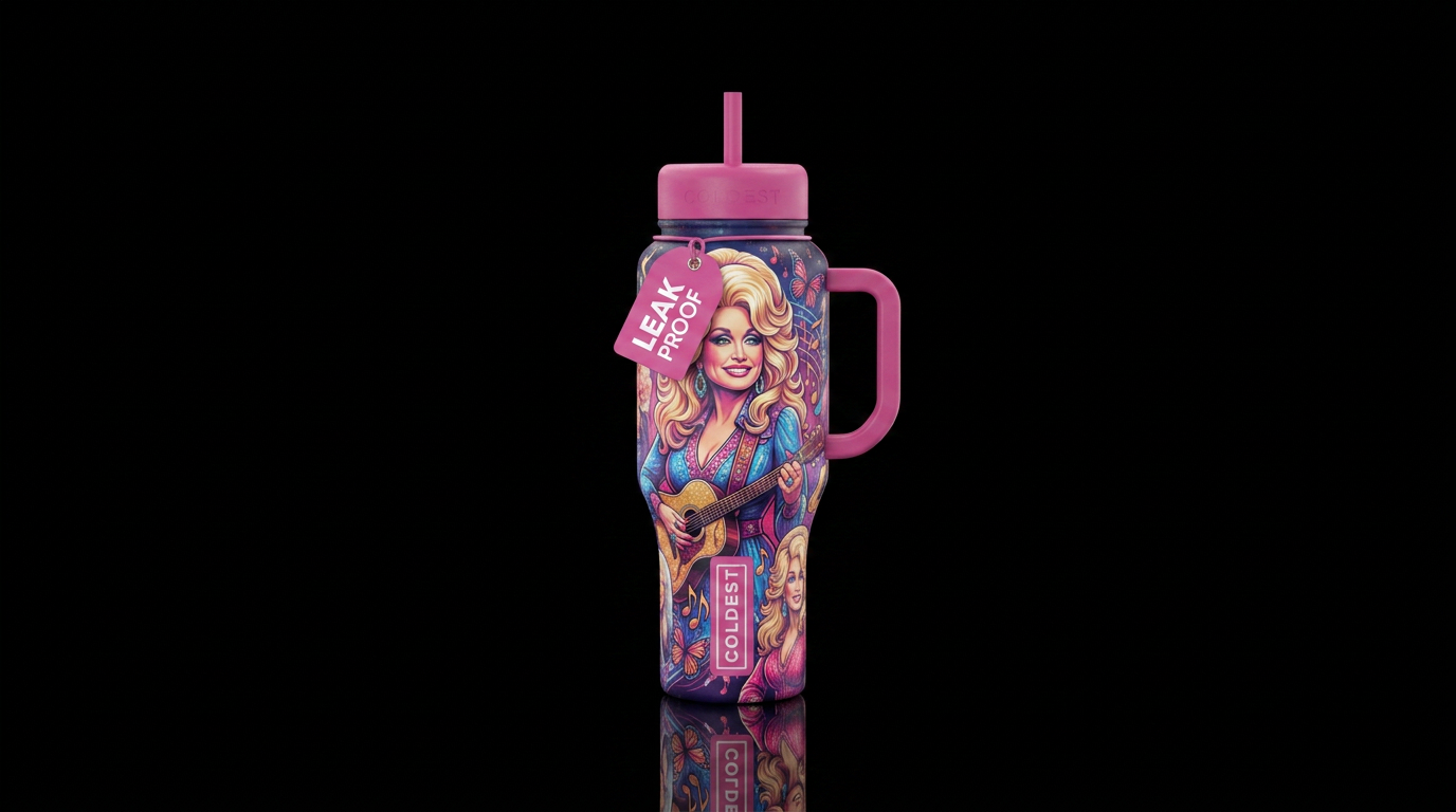 Dolly Parton water bottle design