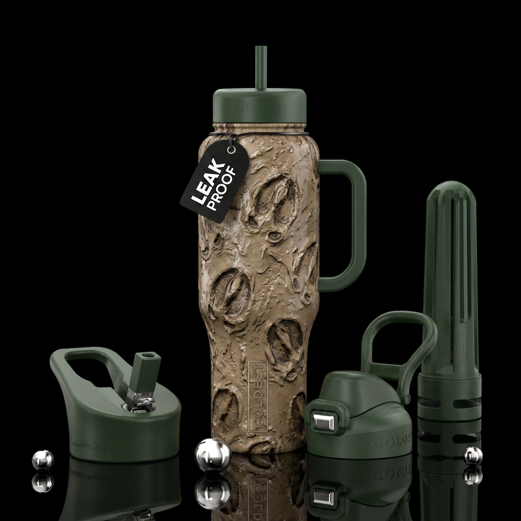 Deer prints in the mud water bottle design