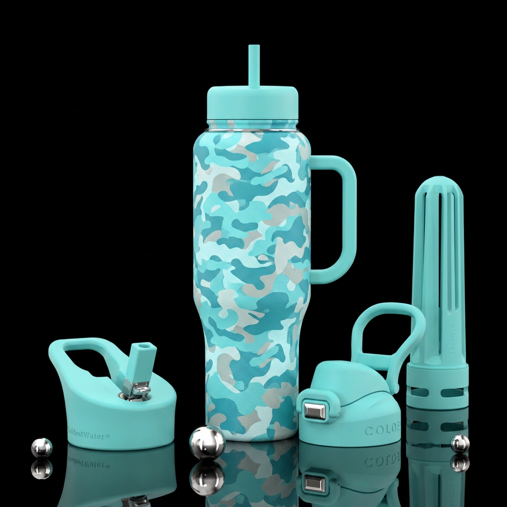 Tiffany blue camo water bottle design