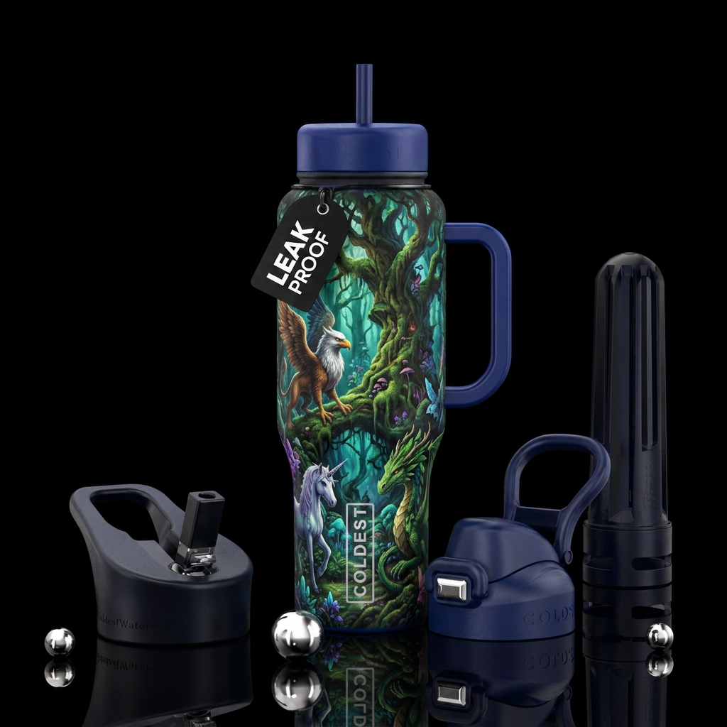 mythical creatures in the forest water bottle design