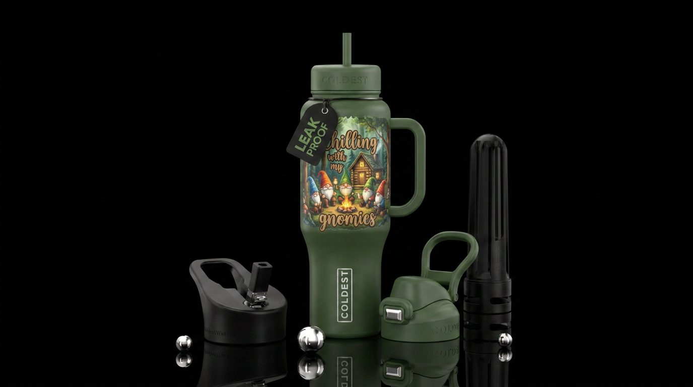Chilling with my gnomies water bottle design