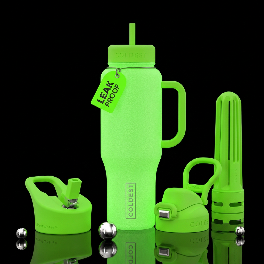 Glow in the dark neon green bottle water bottle design