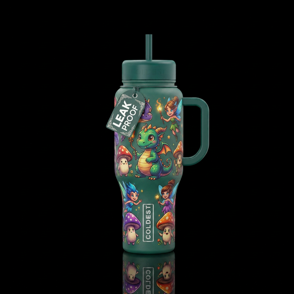 funny, fantasy, whimsical water bottle design