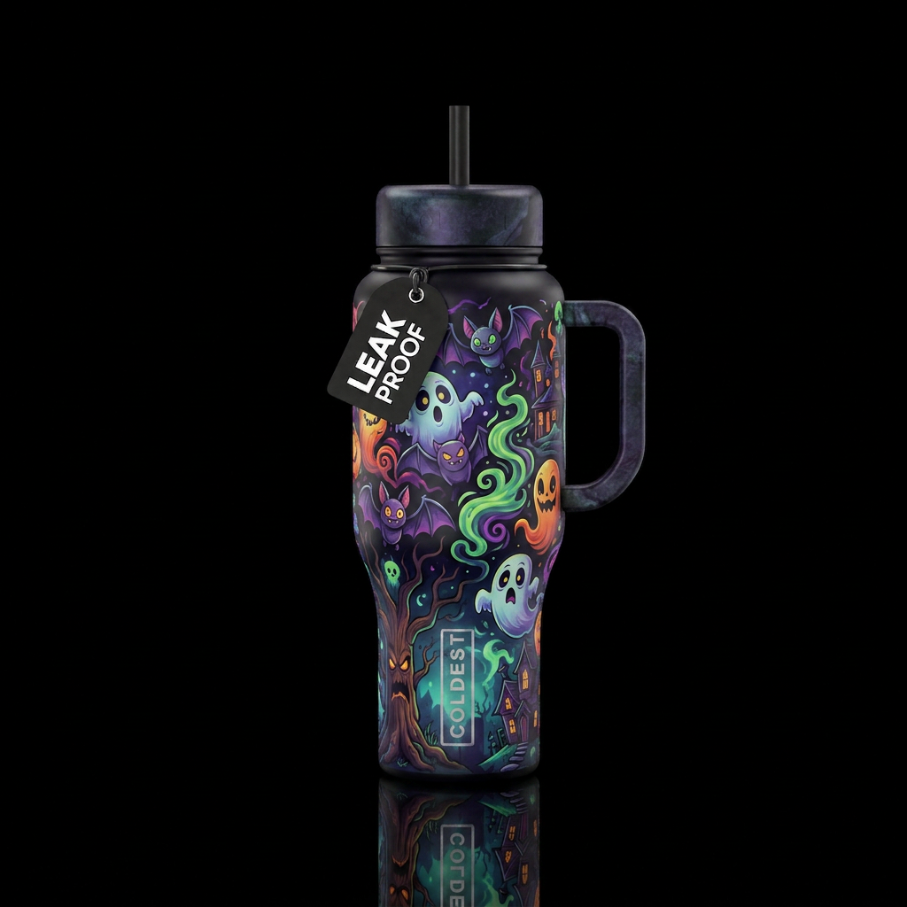 darkness, cartoon, haunted water bottle design