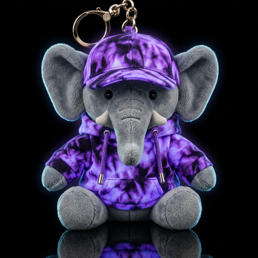 A elephant with a purple and black tie-dye glow in... water bottle design
