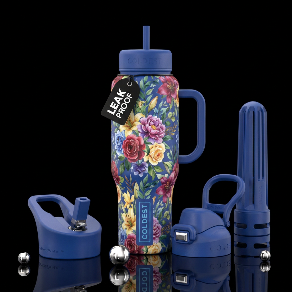 Watercolor floral water bottle design