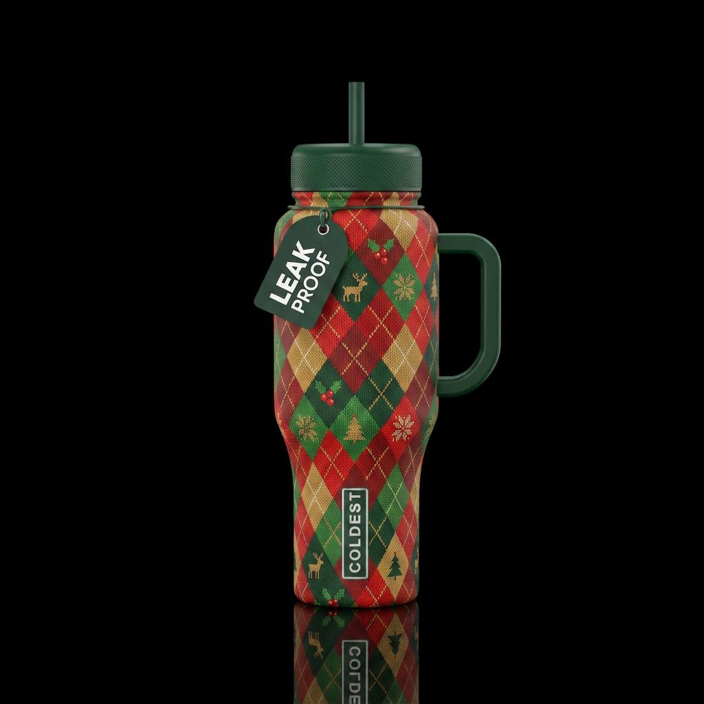 Argyle Holiday water bottle design