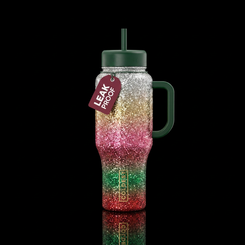 Ombré Christmas water bottle design