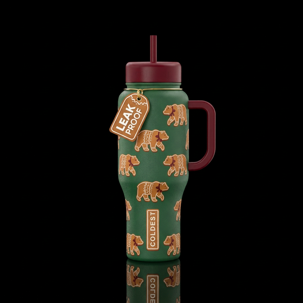 Gingerbread Grizzlies water bottle design