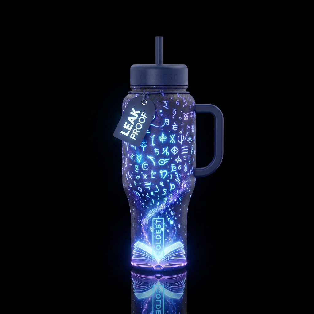 dreams that come from a book glowy water bottle design