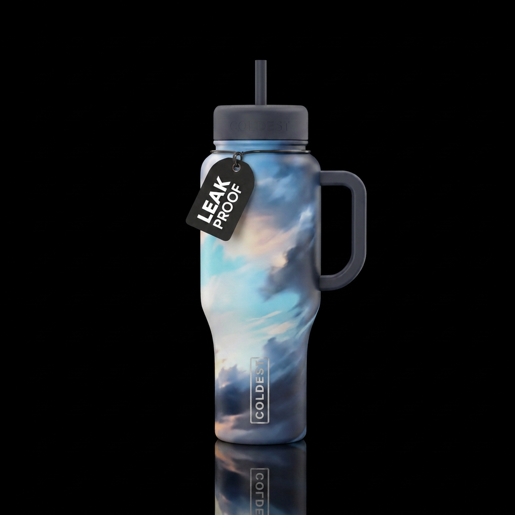 light and dark sky contrast abstract blends smooth... water bottle design