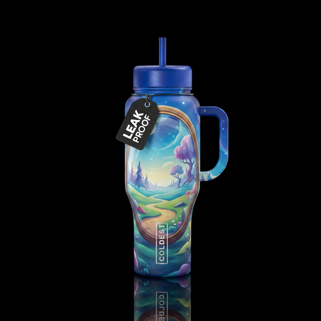 MAGICAL COLORFUL SIMPLE LANDSCAPE THRU A LOOKING G... water bottle design