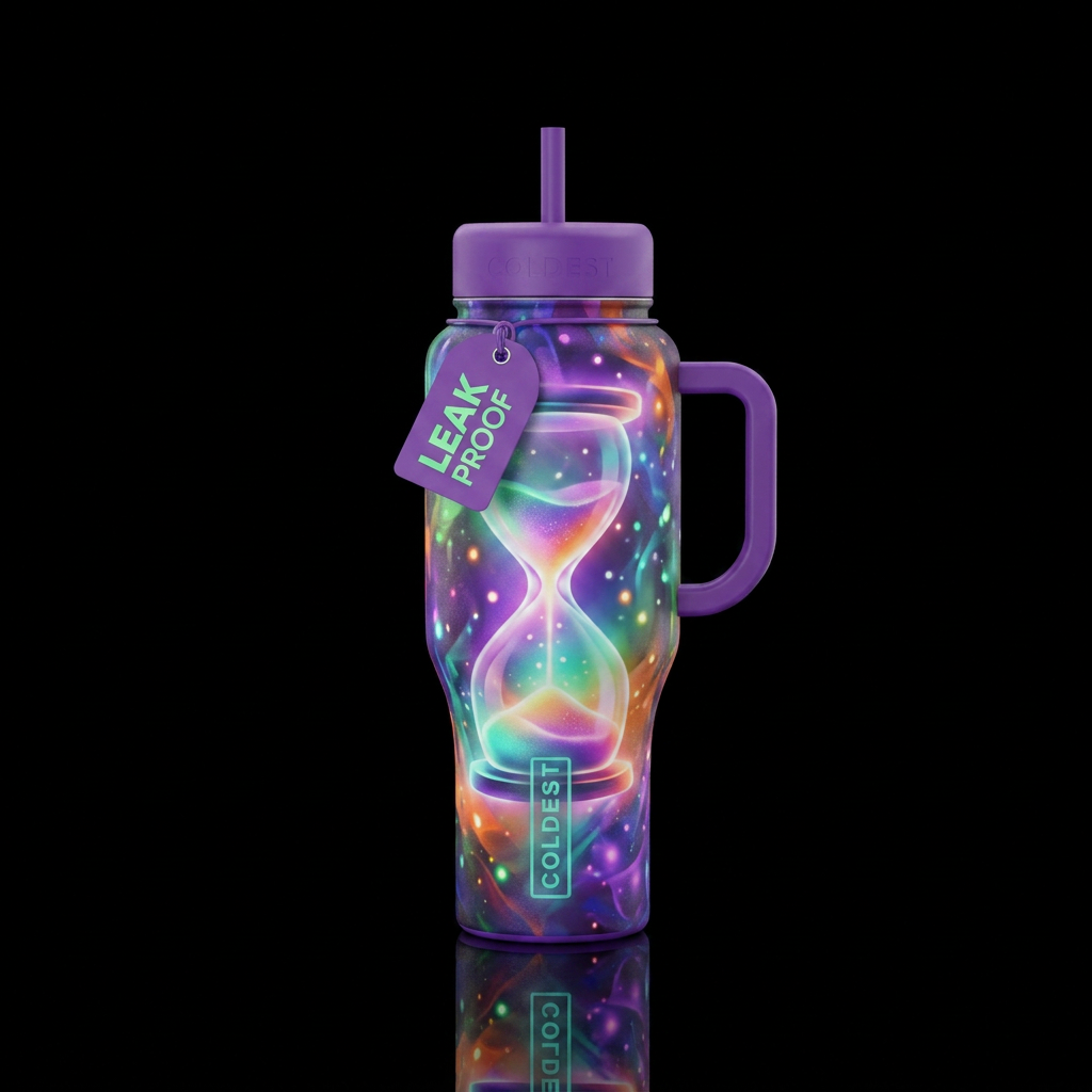 SLOFTLY GLOWING HOURGLASS - COLORFUL ABSTRACT water bottle design