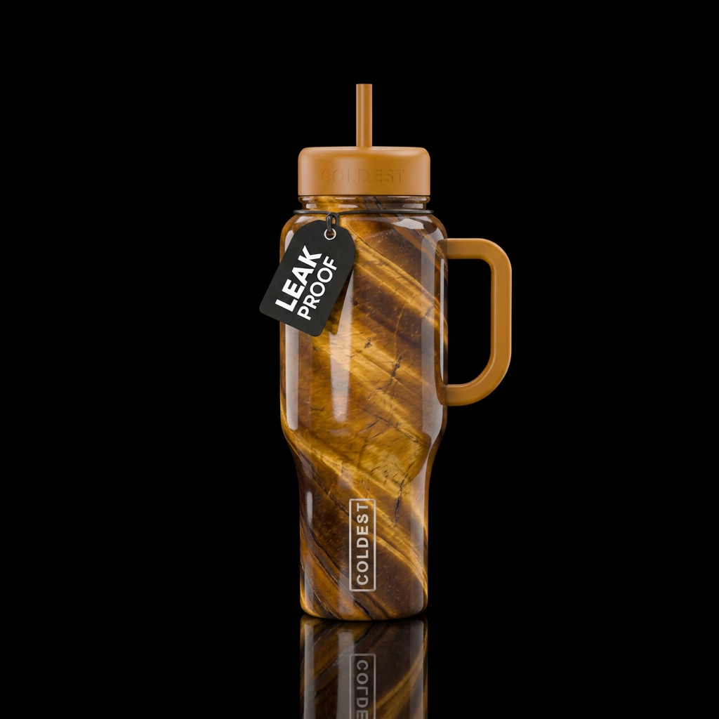 Tiger eye shimmery water bottle design