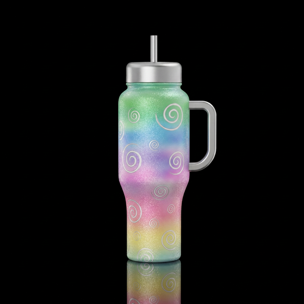 soft blurring green to blue to purple to pink to y... water bottle design