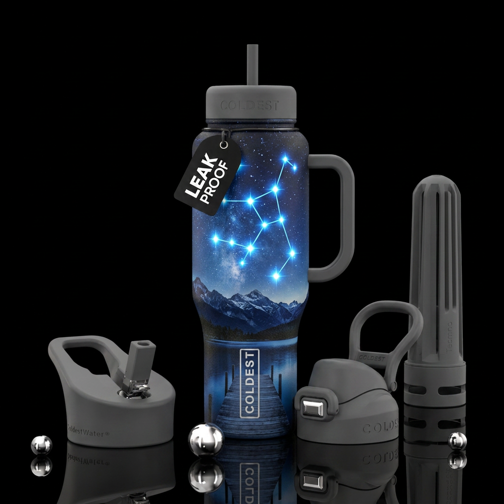 flat dark gray bottle, Hercules constellation on t... water bottle design